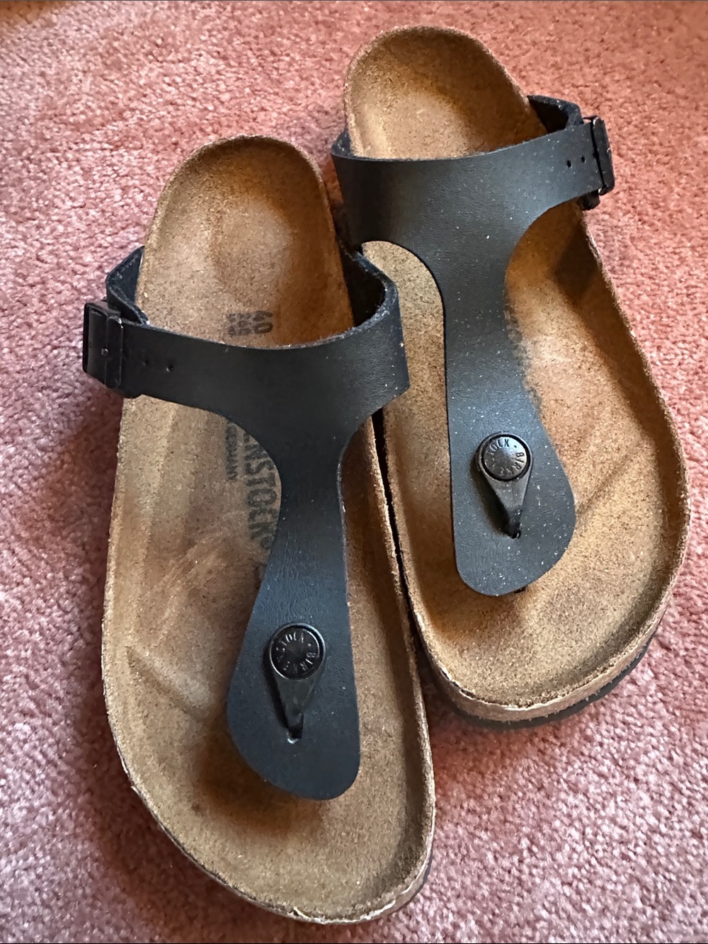 Womens Birkenstock Gizeh Sandal - Black Toe Post - Picture 4 of 14
